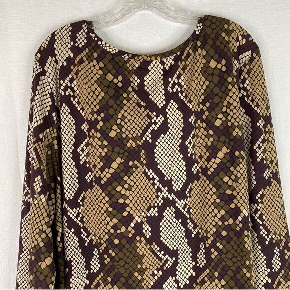 LulaRoe Elizabeth Tunic Women’s 2X Brown Tan Snake Reptile V Neck Long Sleeve - Picture 6 of 9